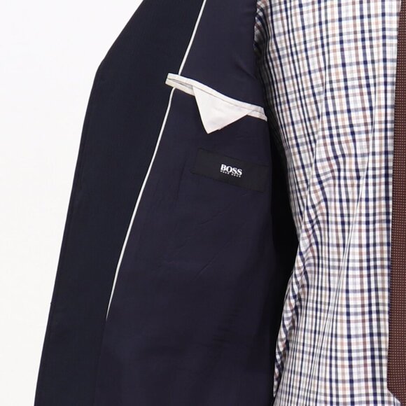 Hugo Boss 40R Navy Striped 3-Button Sport Coat Blazer Jacket G391 - Picture 9 of 11